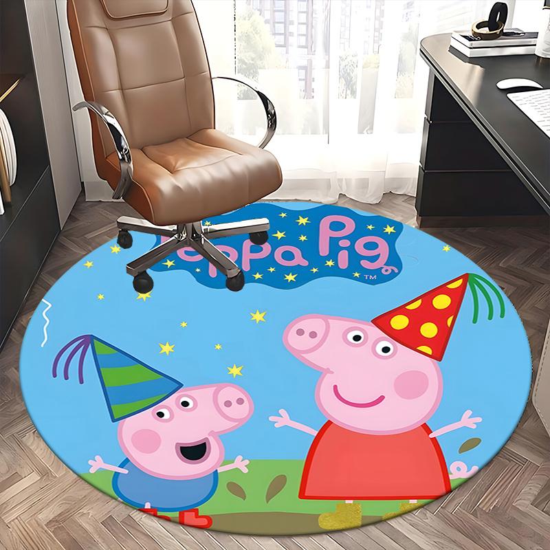 Peppa Pig Party Hat Chair mat Round Rug-Office carpet, Non-slip, Suitable for Living Rooms, Bedrooms decor.1205153a