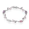 Trendy Zircon Bracelet 18K Gold Plated Multicolor Cubic Zirconia Flower Chain Link Bracelets for Women