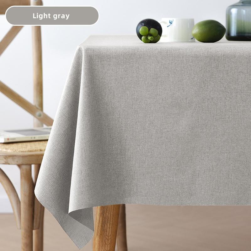 Waterproof Oil Proof Cotton Linen Tablecloth Solid Rectangular Dining Table Cover Home Decor