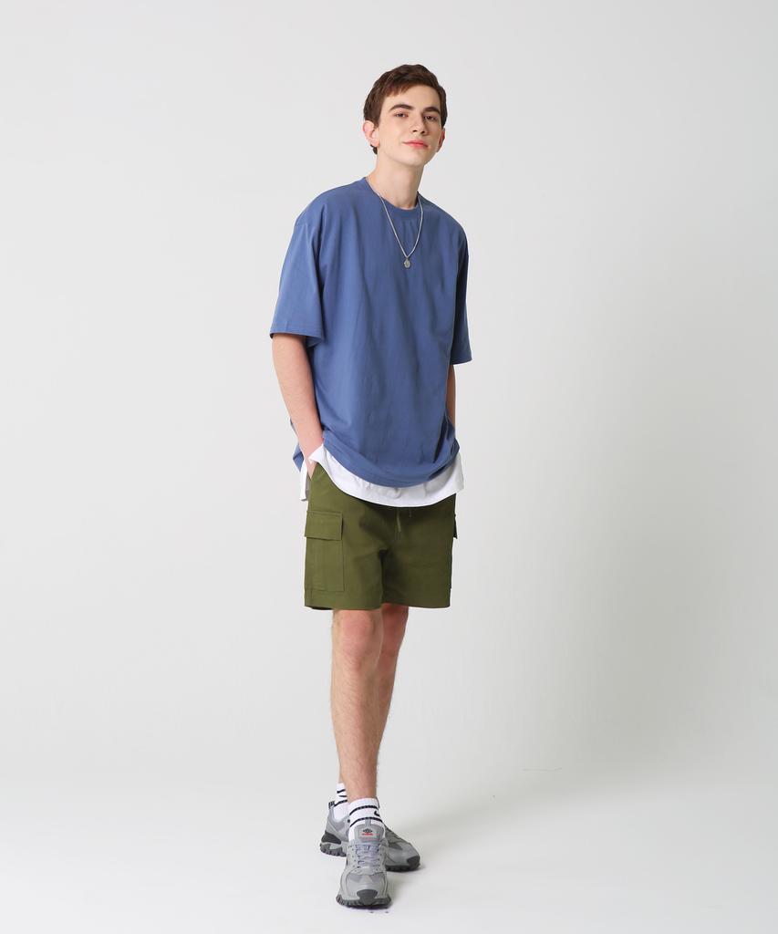 MOZMOZ [M-3Xl] Unisex Basic Cotton Cargo Shorts_Khaki