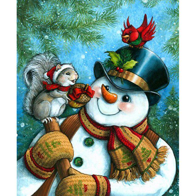 5D DIY Алмазная картина Снеговик Полный круглый Стразы Рождественская мозаика Ручная алмазная вышивка