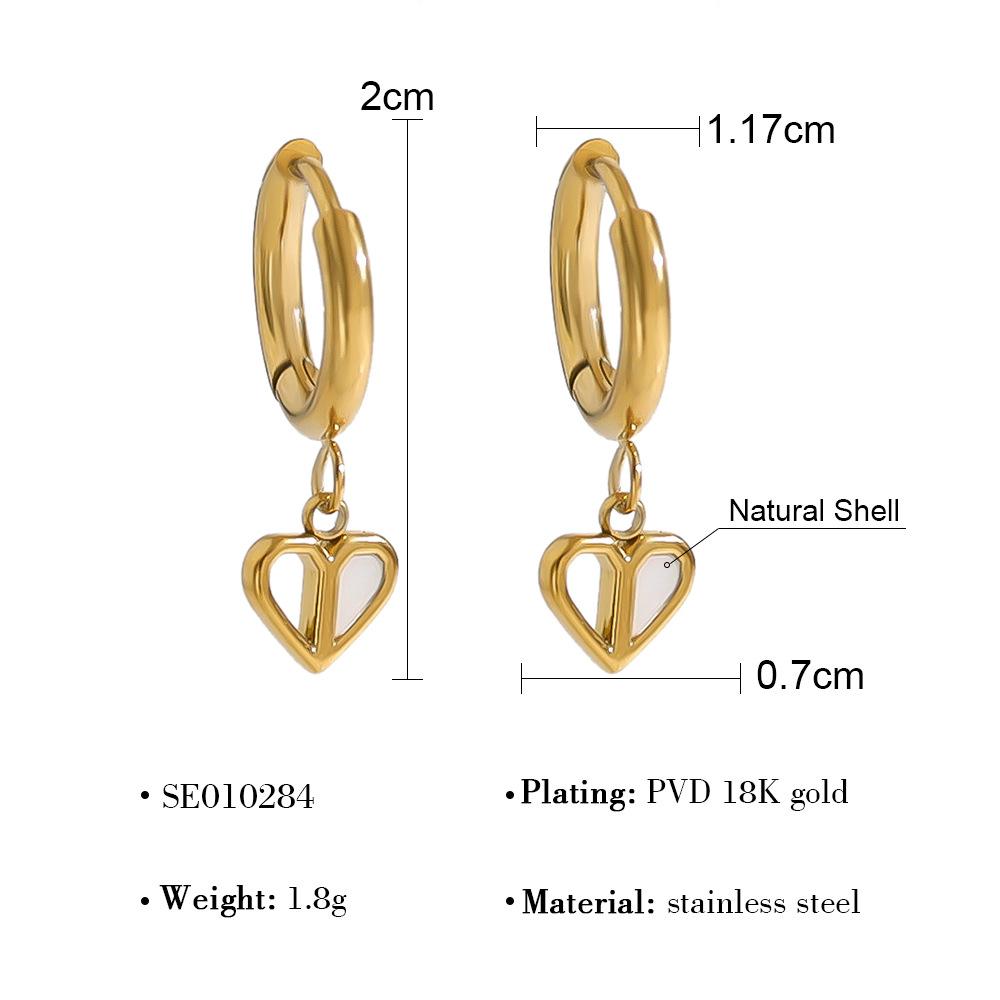 Trendy Dainty Retro Stainless Steel Love Diamond Pendant Hoop Earrings Women's Party Jewelry