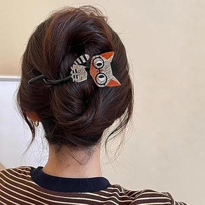 Мультяшные заколки в форме кошки, креативные, винтажные, милые зажимы для женщин, девушек, студентов, для пучка, низкого хвоста, фиксирующая клипса для скручивания, 1 шт.