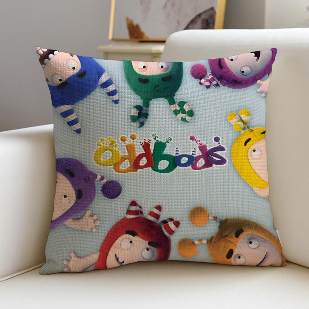 Fun CCartoon OddbodsS Cushion Cover Breathable and skinfriendly linen pillowcase square removable and washable cushion