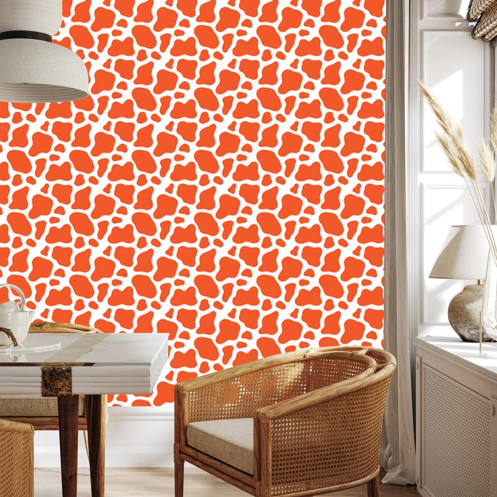 Cow Patches Wallpaper Peach, White and Cream for Living Room and Bedroom 50x1000
