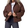 Womens Puffer Jacket Cropped Long Sleeve Zip Up Baggy Short Down Coats with Pockets