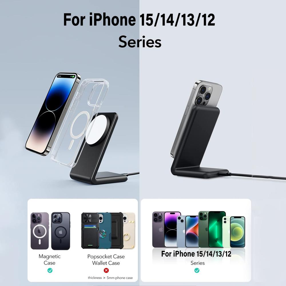 Магнитное беспроводное зарядное устройство для док-станции MagSafe Dock Stand 15 Вт Быстрая зарядка для iPhone 15 14 13 12 Pro Max Mini Plus для Samsung S24 S23