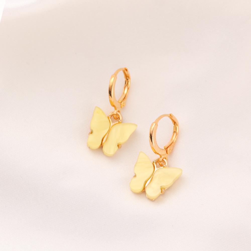 A Pair 2.5×1.3cm Alloy Ear Clip Earrings Acrylic Butterfly Shape Fashion Ear Hooks Diy Women Gift Jewelry Accessories