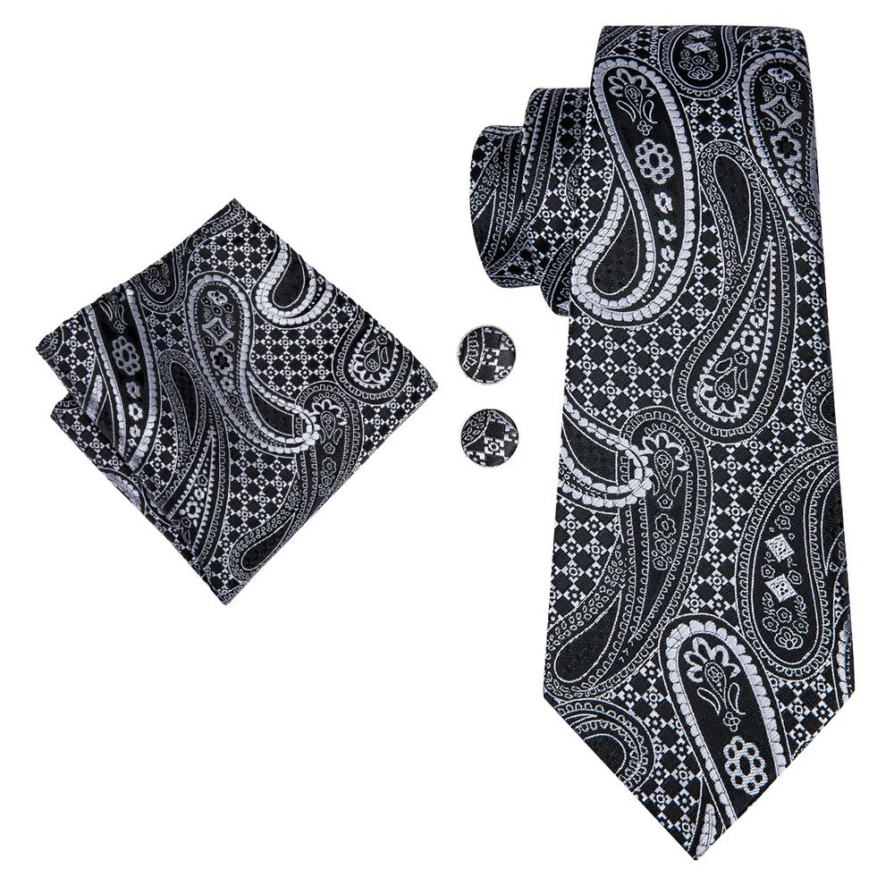 Hi-Tie Мужской галстук с узором пейсли, жаккардовый тканый шелковый галстук, носовой платок, запонки, набор для свадьбы, деловой вечеринки