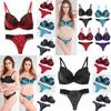 Flower Lace Womens Padded Bra Plunge Set Ladies Underwear Panties Sets Up Push