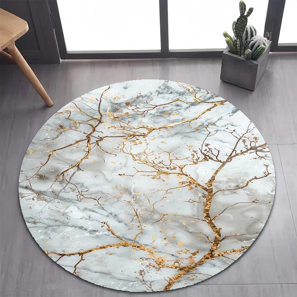2026 Luxurious Marble Floor Mat Black and Gold Carpet for Bedroom Living Room Stylish Rug for Pet-Friendly Nature-Inspired Decor