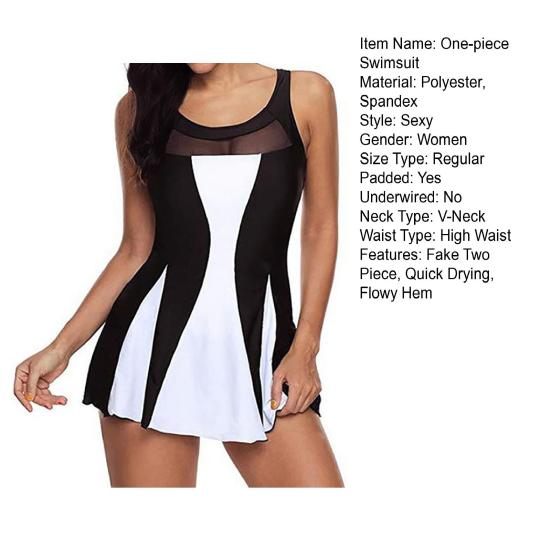 Женский монокини с U-образным вырезом без рукавов с утягивающим животом, цельный купальник, поддельные две части, купальник с высокой талией