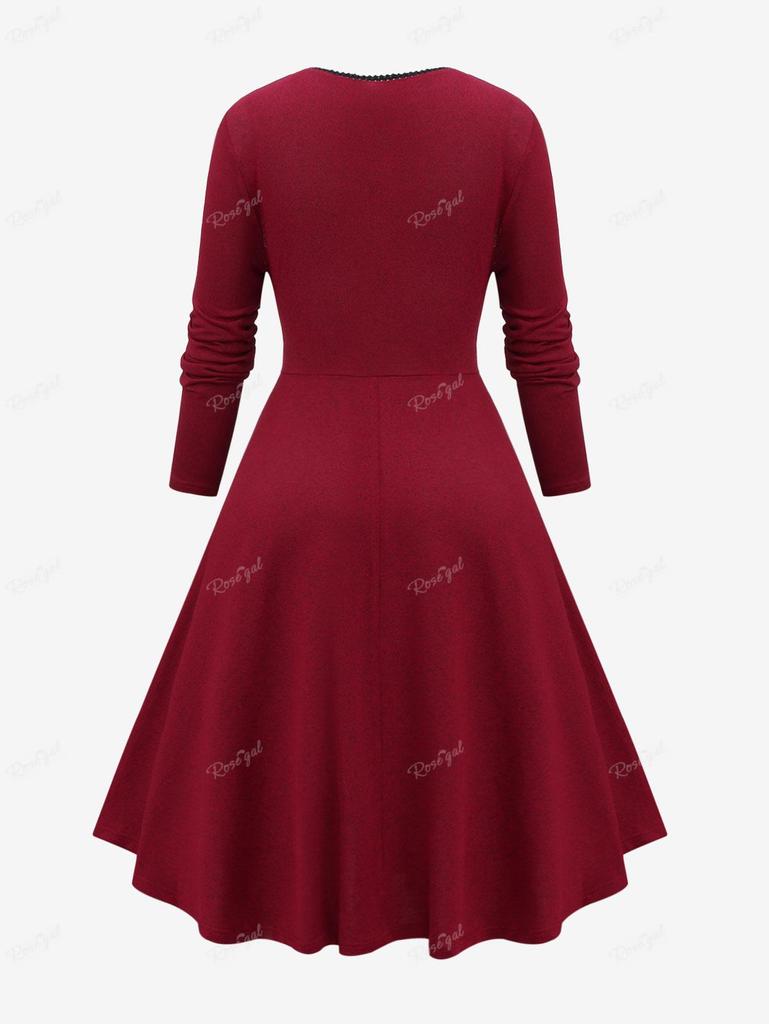 Rosegal Plus Size Lace Up Layered Ruffles Ruched Solid Dress