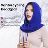 Knitting Hat Scarf Combo Solid Color Adjustable Drawstring Hooded Neck Scarf Women Winter Warm Windproof Elastic Thermal Hat