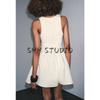 Summer New Product Women's Clothes Minimalist Round Neck Sleeveless with Belt Twill Patchwork Short Dress 0264452