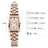 RORIOS watch women's watch life waterproof square face Japanese movement quartz stainless steel band popular casual commuting school time white