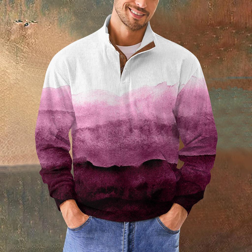 Мужская повседневная толстовка в стиле ретро с градиентным принтом