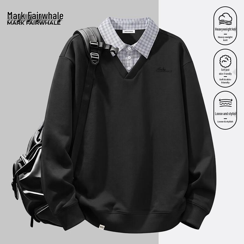 MARK FAIRWHALE Men's Old Money Style Faux Two-Piece Sweatshirt