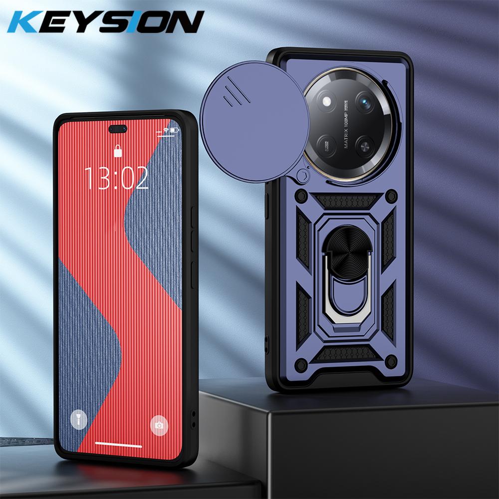 KEYSION Противоударный чехол для HONOR X9c 5G Slide Camera Защитное кольцо Подставка для телефона Задняя крышка для Huawei Honor Magic 7 Lite 5G