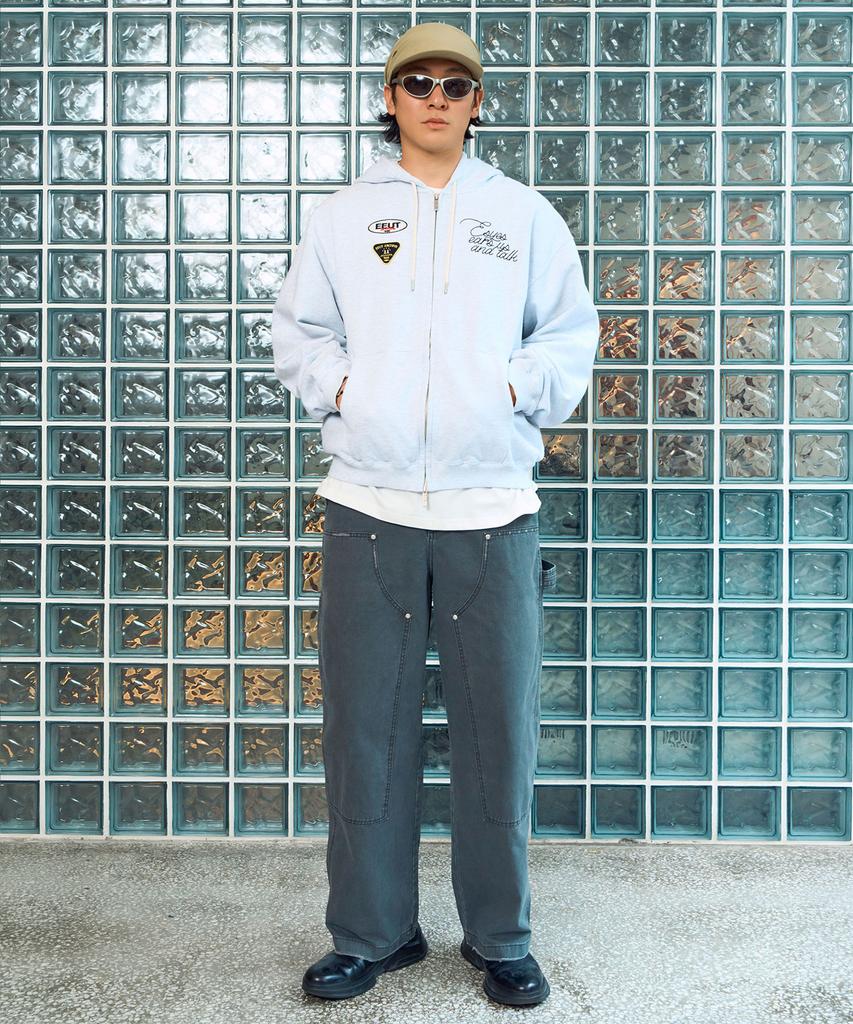 Eeut Eeut Patch Sweat Zip-Up / Melange White
