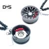 Alloy Racing Wheel Car Pendant Rearview Mirror Hanging Accessory Glossy Black Beads Silver Tag Auto Decoration Unique Design