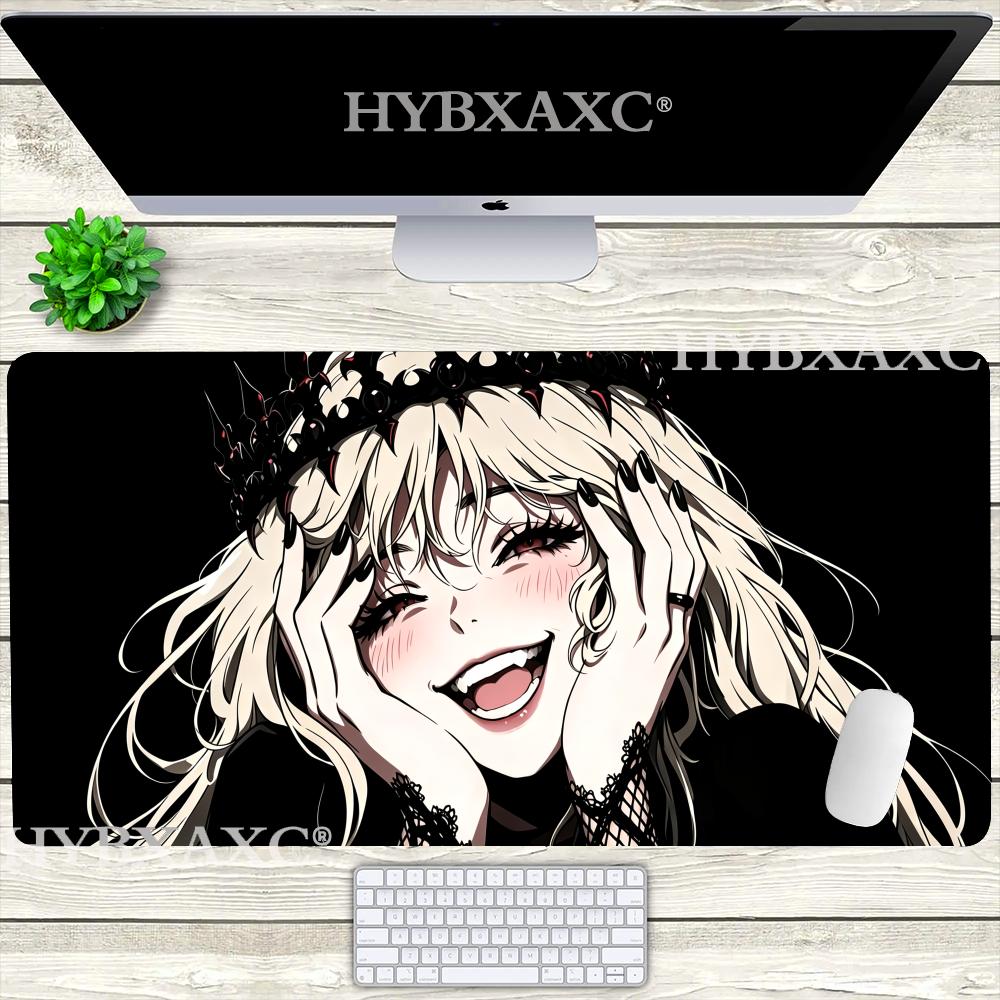 HYBXAXC Готическая Аниме Девушка-Вампир Коврик для Мыши Темная Эстетика Настольный Коврик Большой Нескользящий Игровой Коврик для Мыши для Игрока