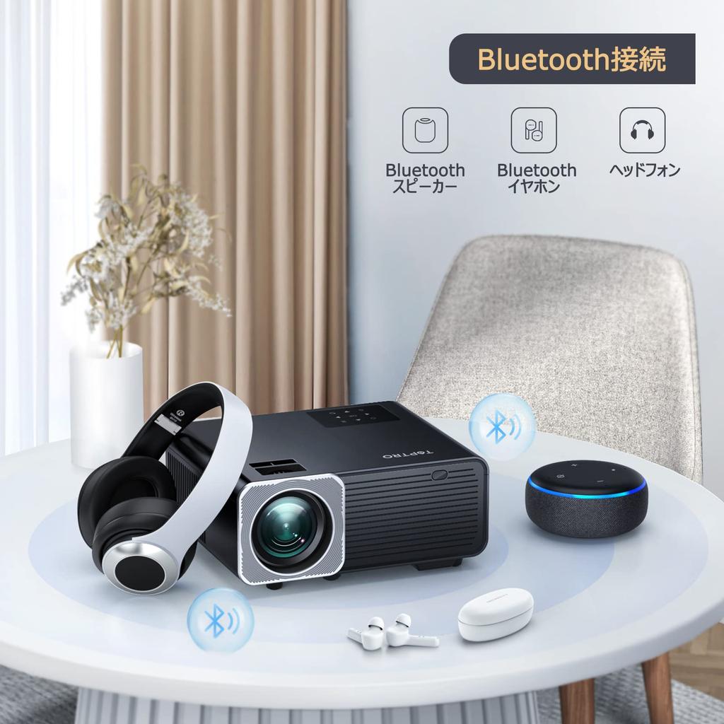 TOPTRO Projector 5GWIFI Home Projector High Brightness 15000LM 4K Compatible Projector 1920 x 1080p Resolution 4D Keystone Correction Zoom Small