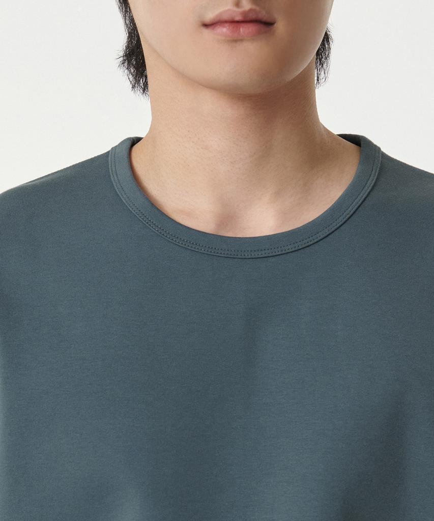 MUSINSA STANDARD Heavy Ponte Relaxed Crew Neck Long Sleeve T-Shirt [Peacock Blue]