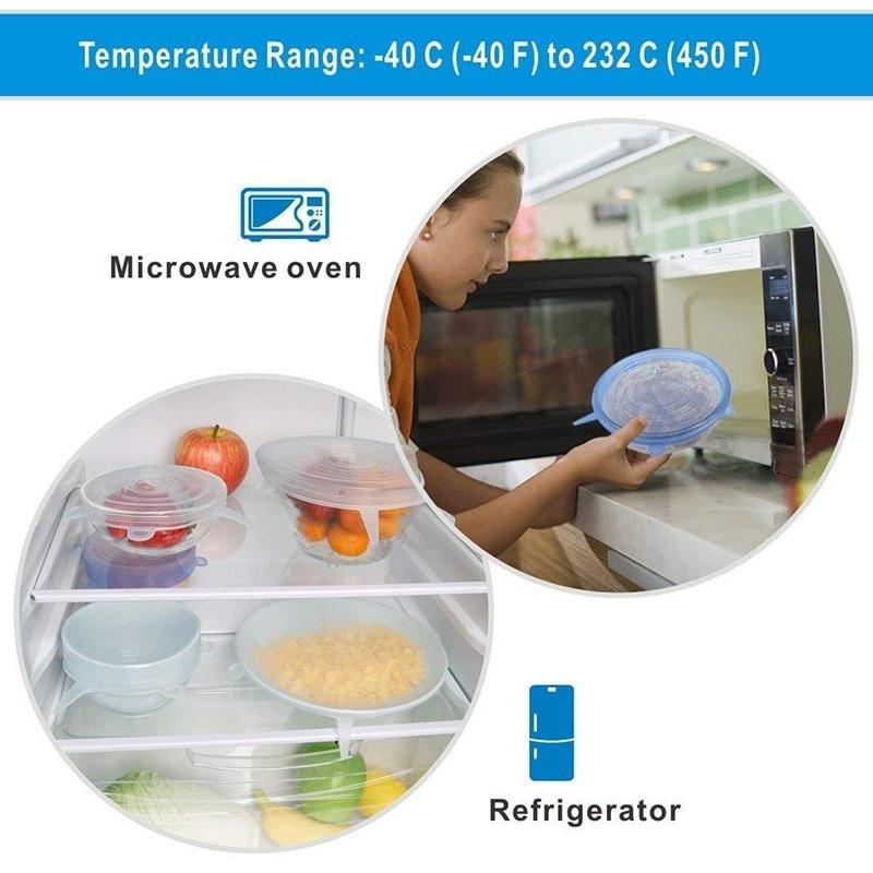 6 Pcs/Set Silicone Cover Fresh Keeping Stretch Lids Caps for Food Pot Dish Kitchen Accessories