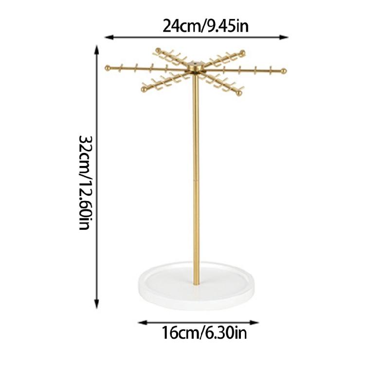 Премиальный золотой металлический держатель для украшений 48 крючков вращающийся дисплей органайзер для ожерелий серег ключей современные домашние декоры решение для хранения