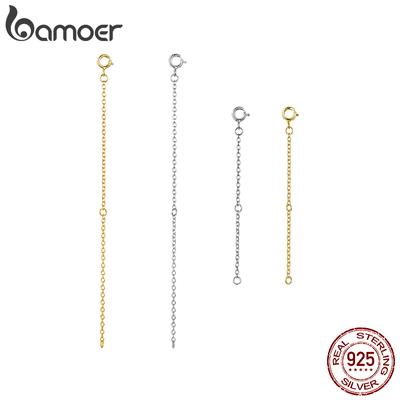 Bamoer Позолоченная 18K стерлинговым серебром 925 пробы Удлинительная цепь с застежкой-карабином Регулируемая для удлинения ожерелья DIY Изготовление ювелирных изделий