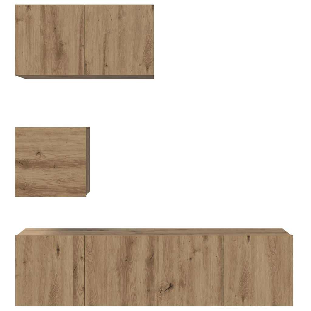 Wall Mounted TV Cabinet Set 4 pcs Artisan Oak Wood Based Material