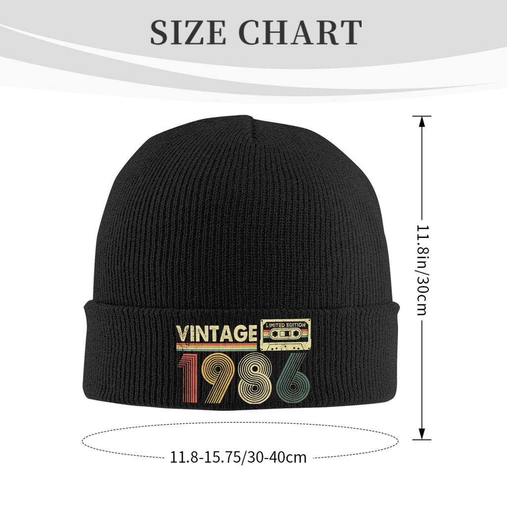 Vintage 1986 40th Birthday for Men Dad Merch Warm Winter Knit Cuff Beanie For Men Women Skull Knitted Hat Cap Bonnet Hats