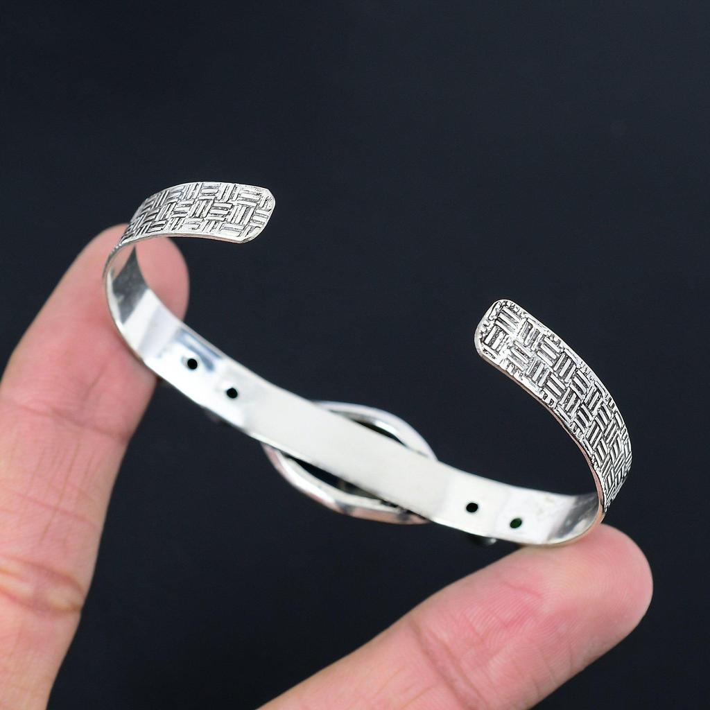 Серебро 925 пробы Натуральный дымчатый агат Хромдиопсид Сестра Уникальный браслет Ювелирные изделия