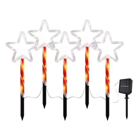 Solar Christmas Stake Lights Waterproof Outdoor Lawn Decor with Santa And Snowman Warm White LED String Lights for Yard And Pathway