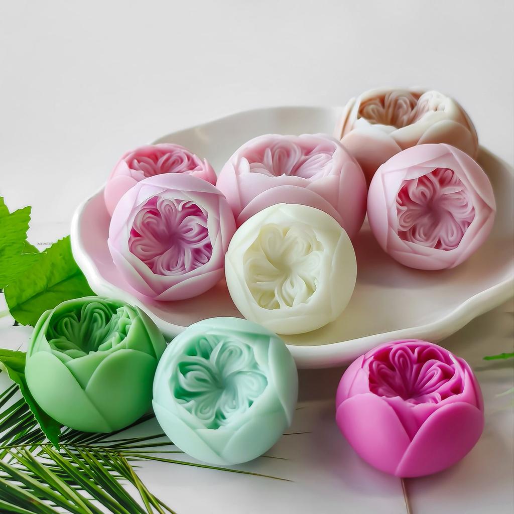 Creative Silicone Candle Mold 3D Rose Flower Shape Ornament Moulds Silicone Craft Molds Silicone Texture for Crafting