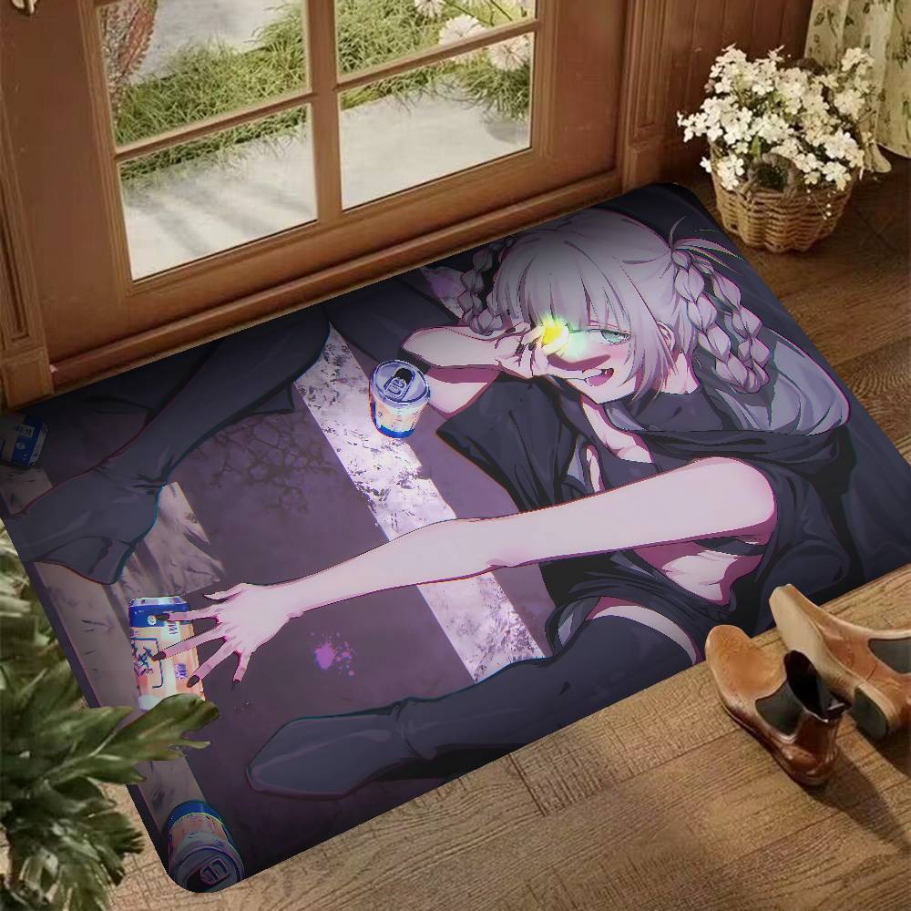 Call Night Nanakusa Nazuna Door Mat Washable Non-Slip Living Room Sofa Chairs Area Mat Kitchen Doormat Area Rug