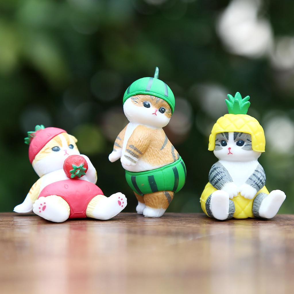 Милая Игрушка-Кот с Фруктами ПВХ Коллекционная Фигурка Для Стола Домашний Декор