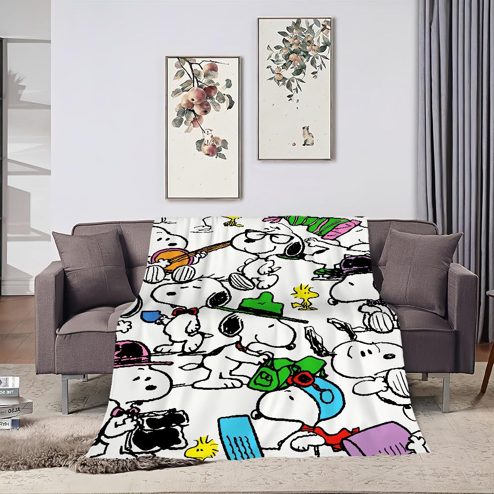 Cute Cartoon Dog Blanket Plush Nap Sofa rug for Living Room Warm SSnoopy-S Office Bedroom Birthday Home Travel Kid Gifts