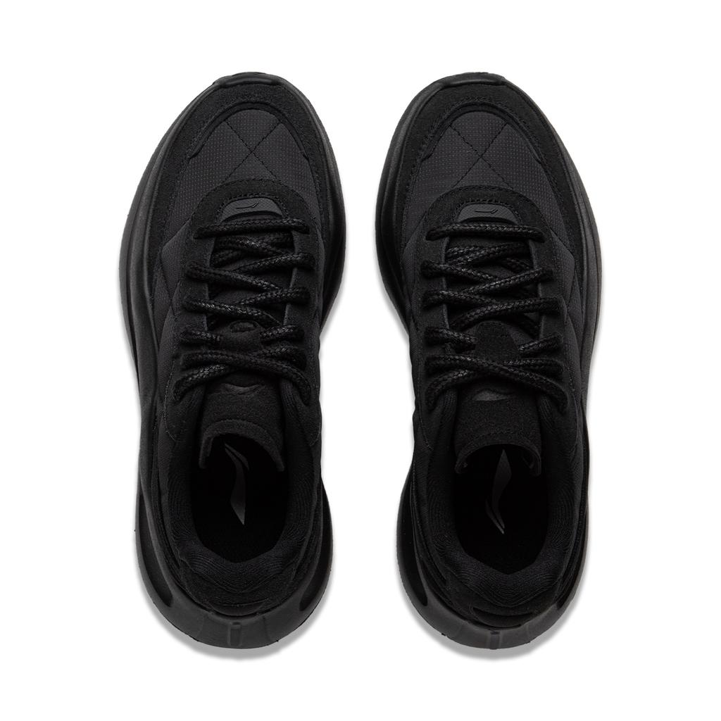 Li Ning Cloud Wave Lace универсальные модные амортизирующие нескользящие износостойкие повседневные туфли с низким верхом женские повседневные туфли черного цвета AGLU300-1