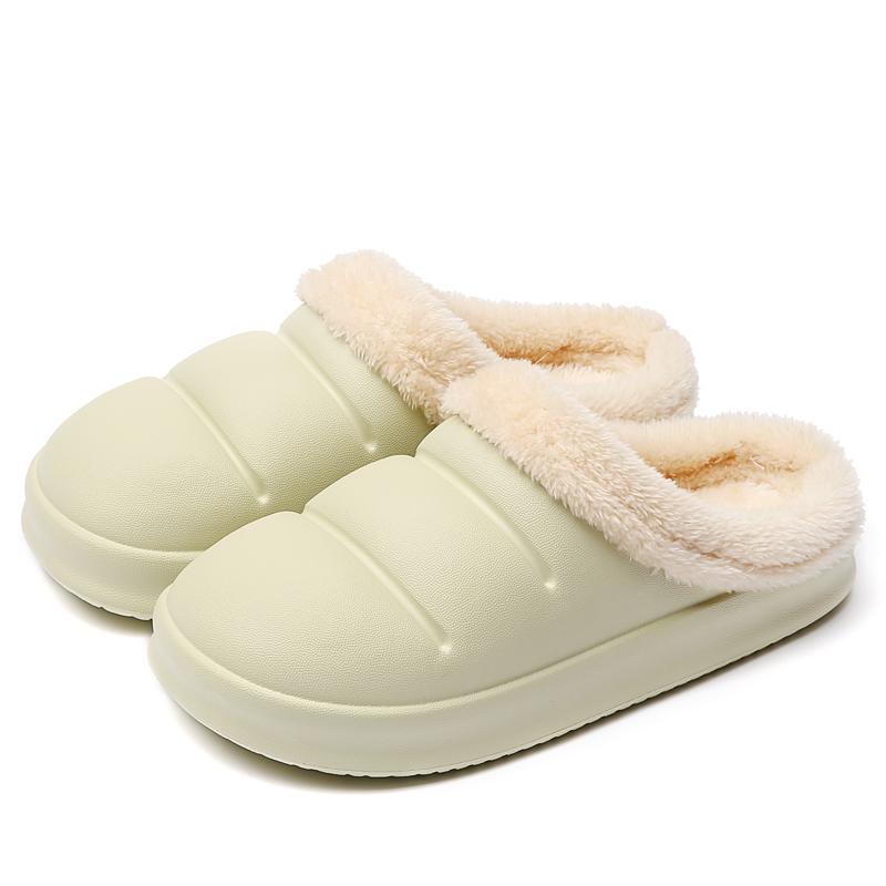 Тапочки для женщин и мужчин, зимние, плюшевые, сохраняющие тепло, плоская домашняя обувь, мягкие, удобные, женские туфли, тапочки из ЭВА, хлопковые, карамельного цвета, 36-45