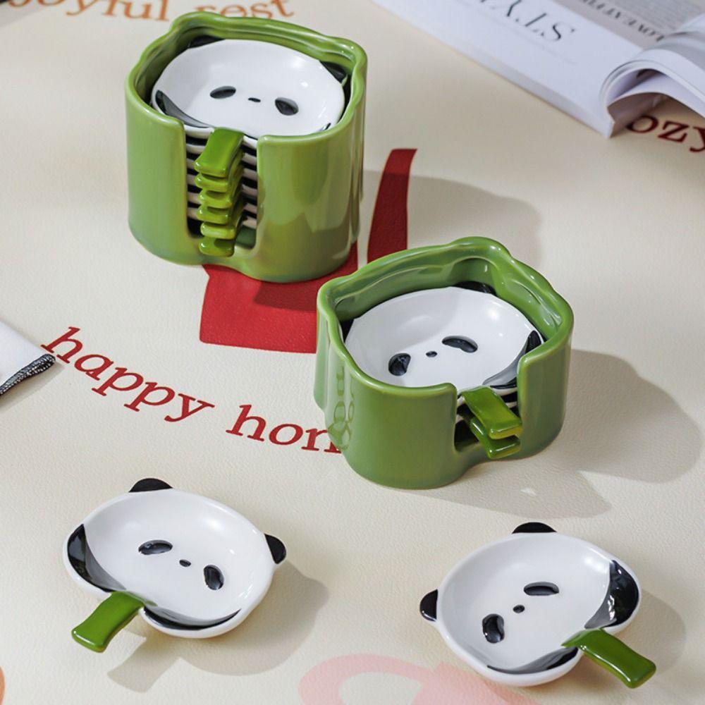 4/6Pcs Stackable Cartoon Panda Snack Dish Creative Ingredients Sauce Plate  Dinnerware Set