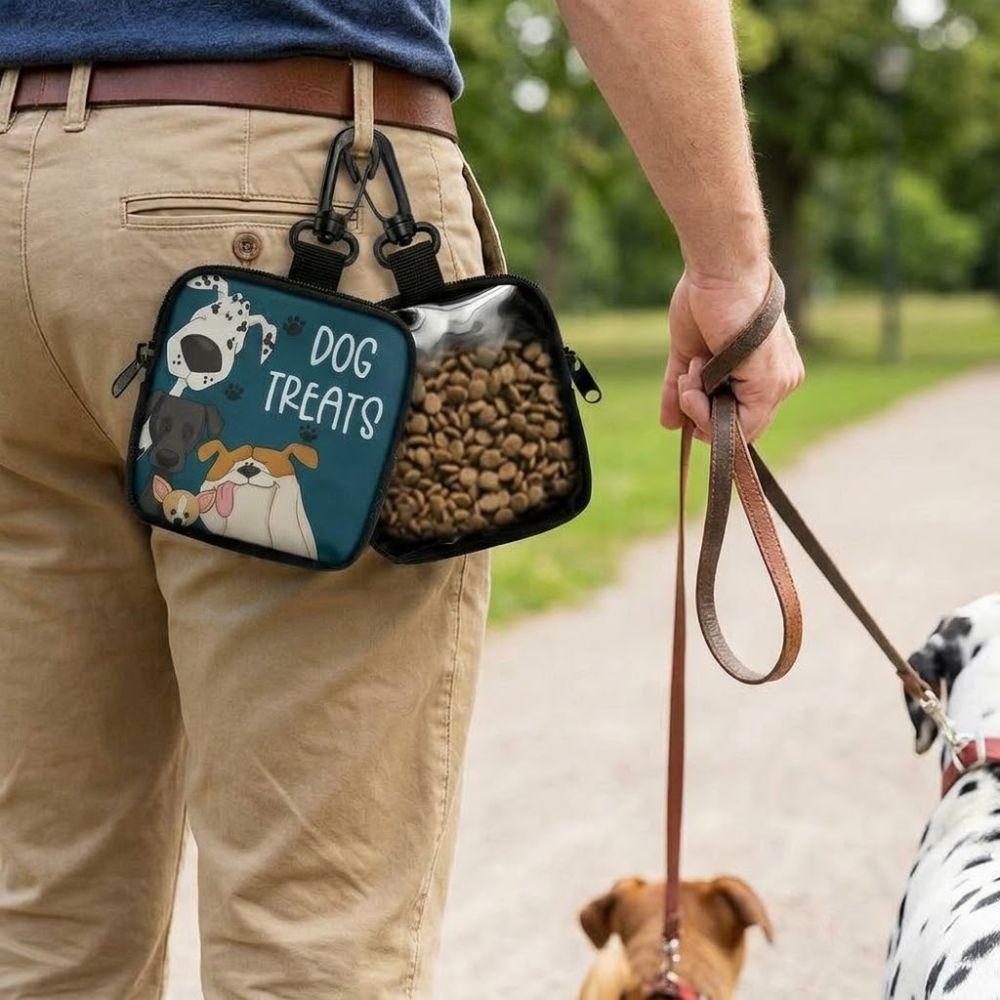 Transparent Window Dog Treat Pouch Zipper Closure Pet Snack Bag Pet Feeding Bag  Travel