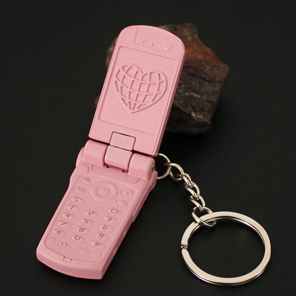 Mini Cell Phone Figure Key Ring Loveheart&Bowknot Car Key Chain Phone Model Keychains Couple
