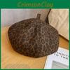 Retro Leopard Fashionable Print Women Casual Beret For Autumn And Winter