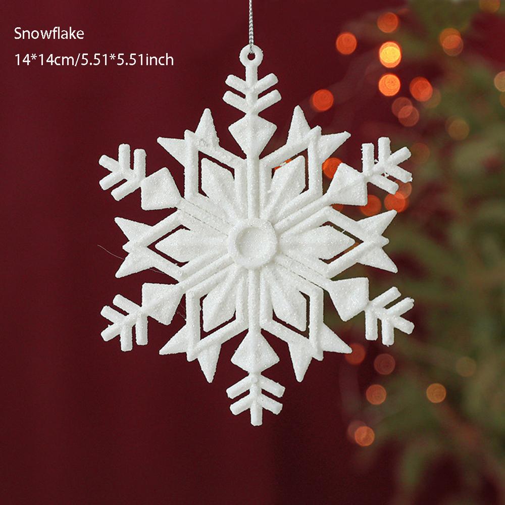 New Christmas Tree Decorations Pendant Xmas Tree White Elk Snowflake Ornaments Home Hanging Decoration 2025 New Year Party Decor