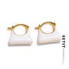 White Red Enamel Geometry Stud Earrings Women 316L Stainless Steel Exquisite Fashion Charm Daily Waterproof Jewelry 2024