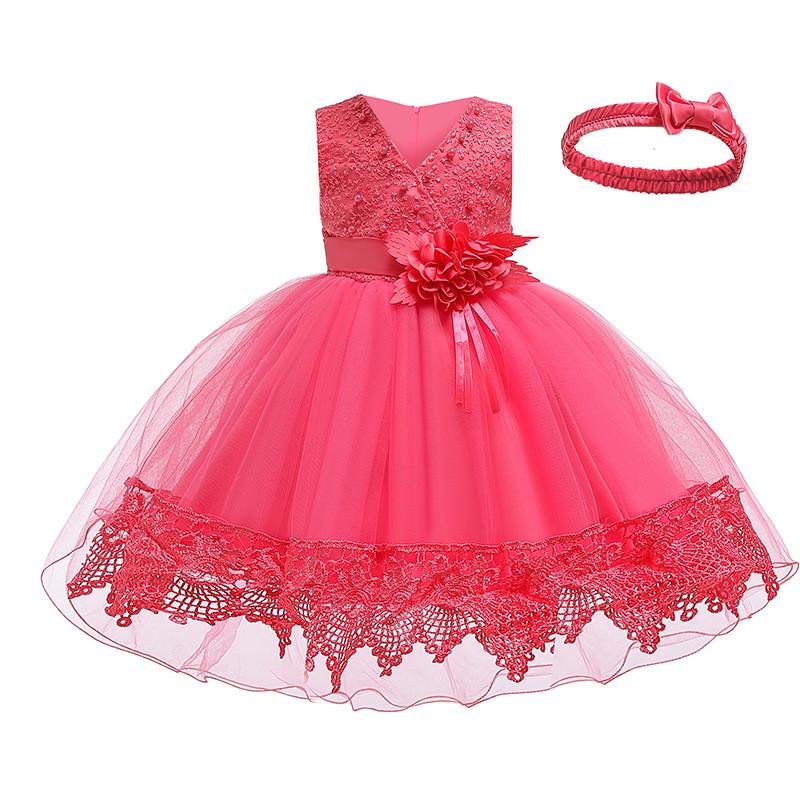 Baby Girl Princess Dress With Pearls And Lace For Spring Summer Autumn Winter