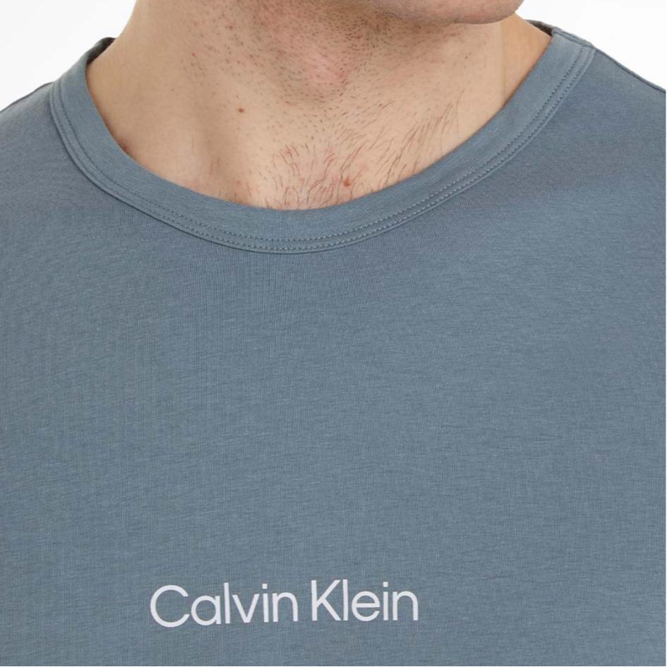 Calvin Klein Футболка с круглым вырезом и буквенным принтом, облегающая, мужская, серая 000NM2170E-5FA