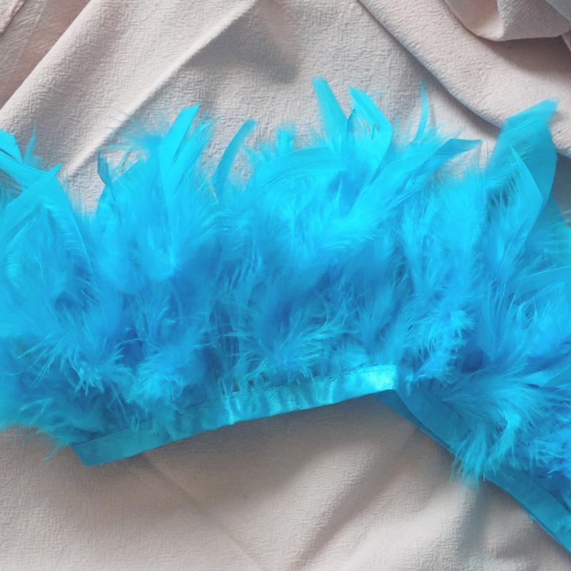 Long Turkey Fur Feather Cloth Strips Fire Edge Stage Performance Clothing Accessories Skirt Diy Decorative Materials